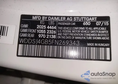 2015 Mercedes-Benz Cla 250 4Matic из США, поврежденный, VIN WDDSJ4GB5FN269343